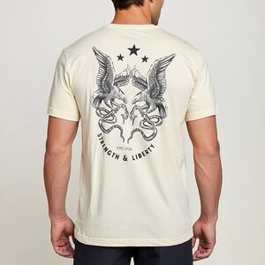Eagle Snake Strength & Liberty Unisex Graphic T Shirt Size Large Cream NWOT